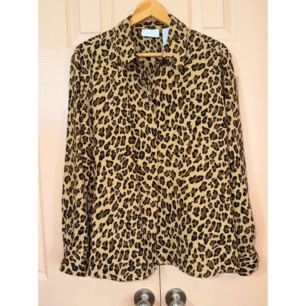 Mob Wife Indie Sleaze Vintage Leopard Print Button Up Shirt Top Large Lizsport